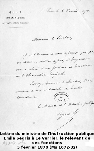 Lettre de révocation du ministre